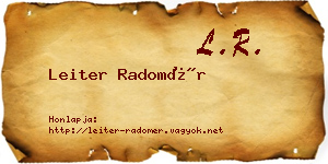 Leiter Radomér névjegykártya